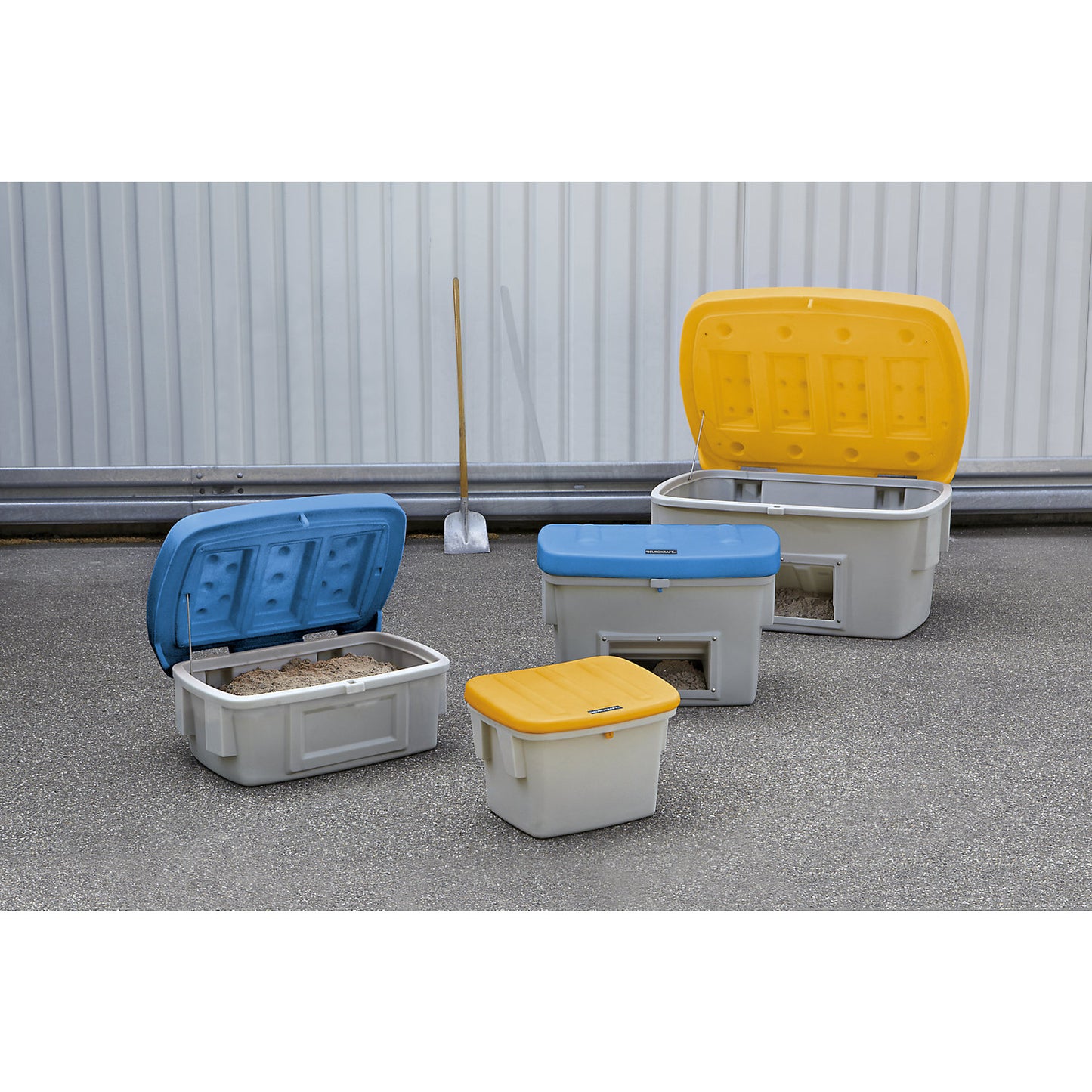 Universal / grit container, without dispenser opening, 550 l, orange lid.