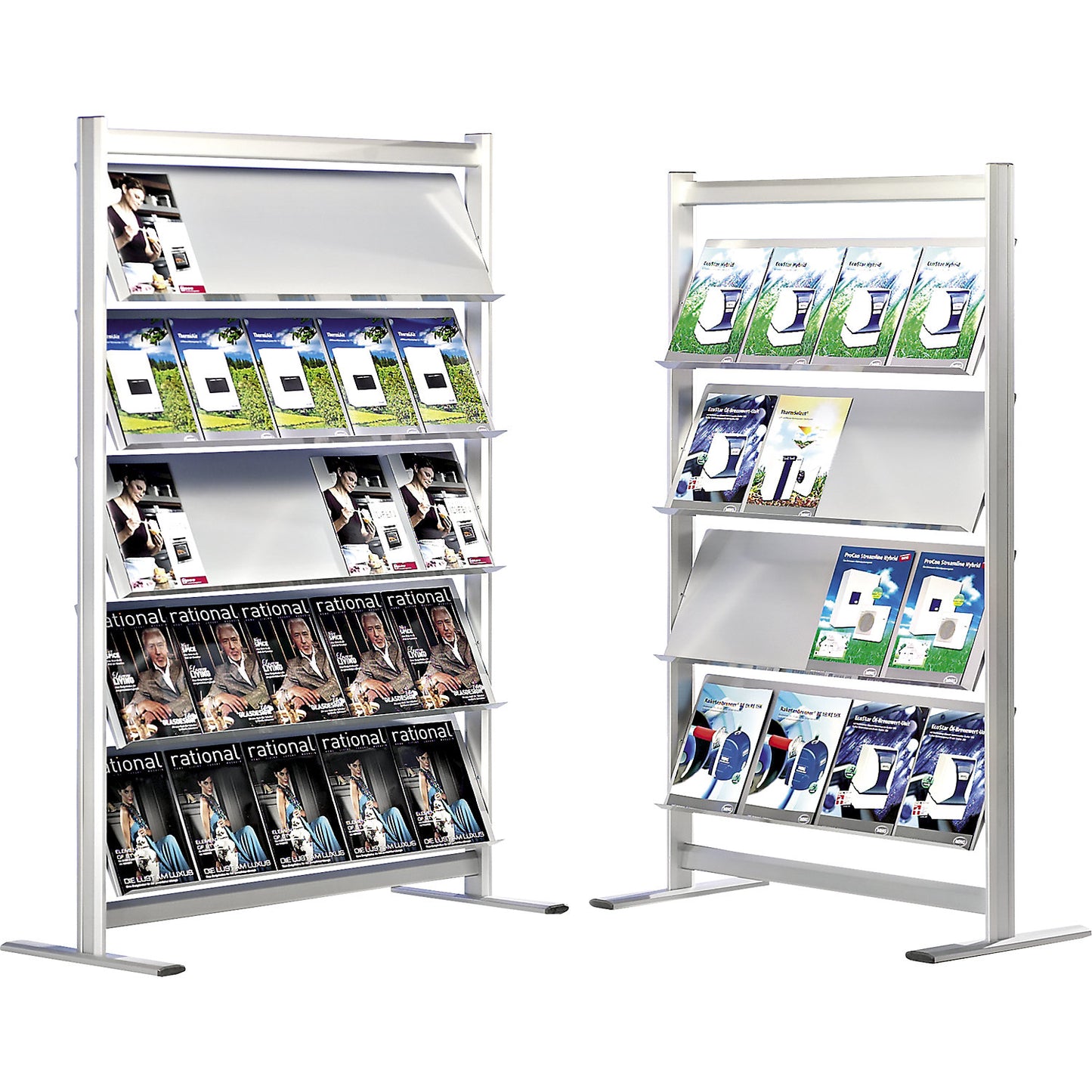 Brochure rack, silver anodised, for 25 x A4.