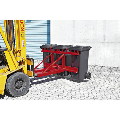Waste bin lifter, for 3 bins, flame red.