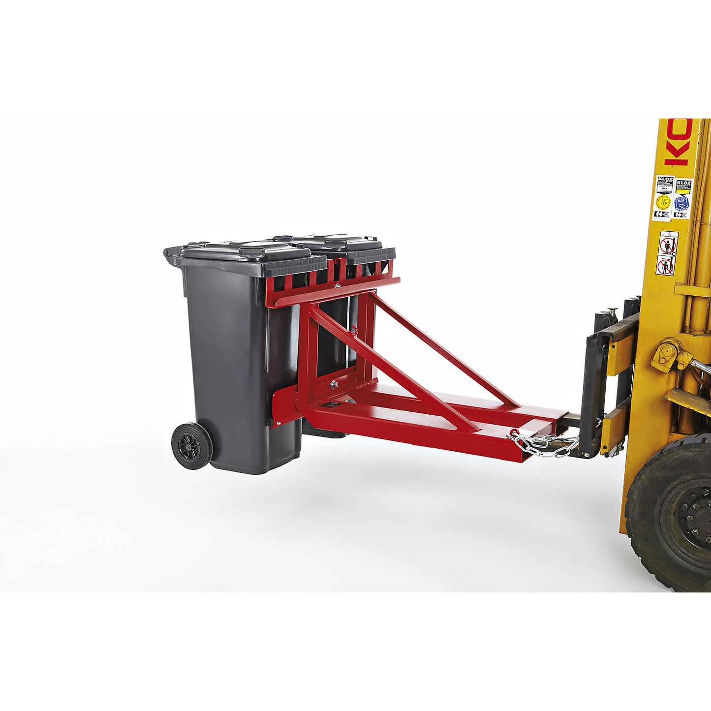 Waste bin lifter, for 2 bins, flame red.