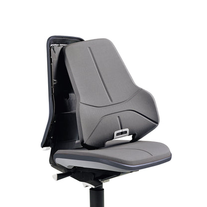 NEON industrial swivel chair swivel chair, floor glides, synchronous mechanism, vinyl, orange bumper.