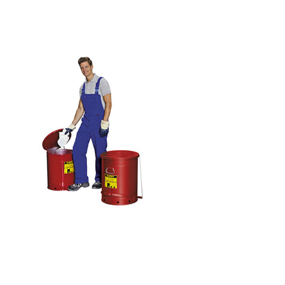 Fire protection container, sheet steel, round, hand operated, capacity 80 l.