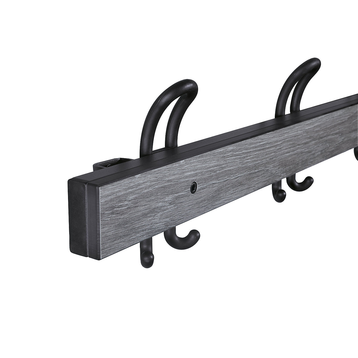Coat rail with double hooks, length 1500 mm, 6 double hooks, oak silver.