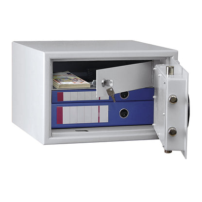Built-in furniture safe with interior safe, VDMA B, S2, HxWxD 255 x 395 x 380 mm, with weapon holder.