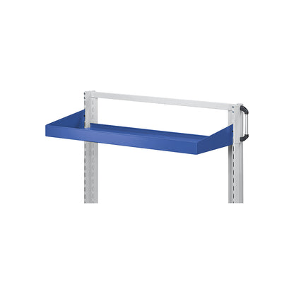 Tray shelf, 75 mm raised edges, WxD 800 x 250 mm, blue.