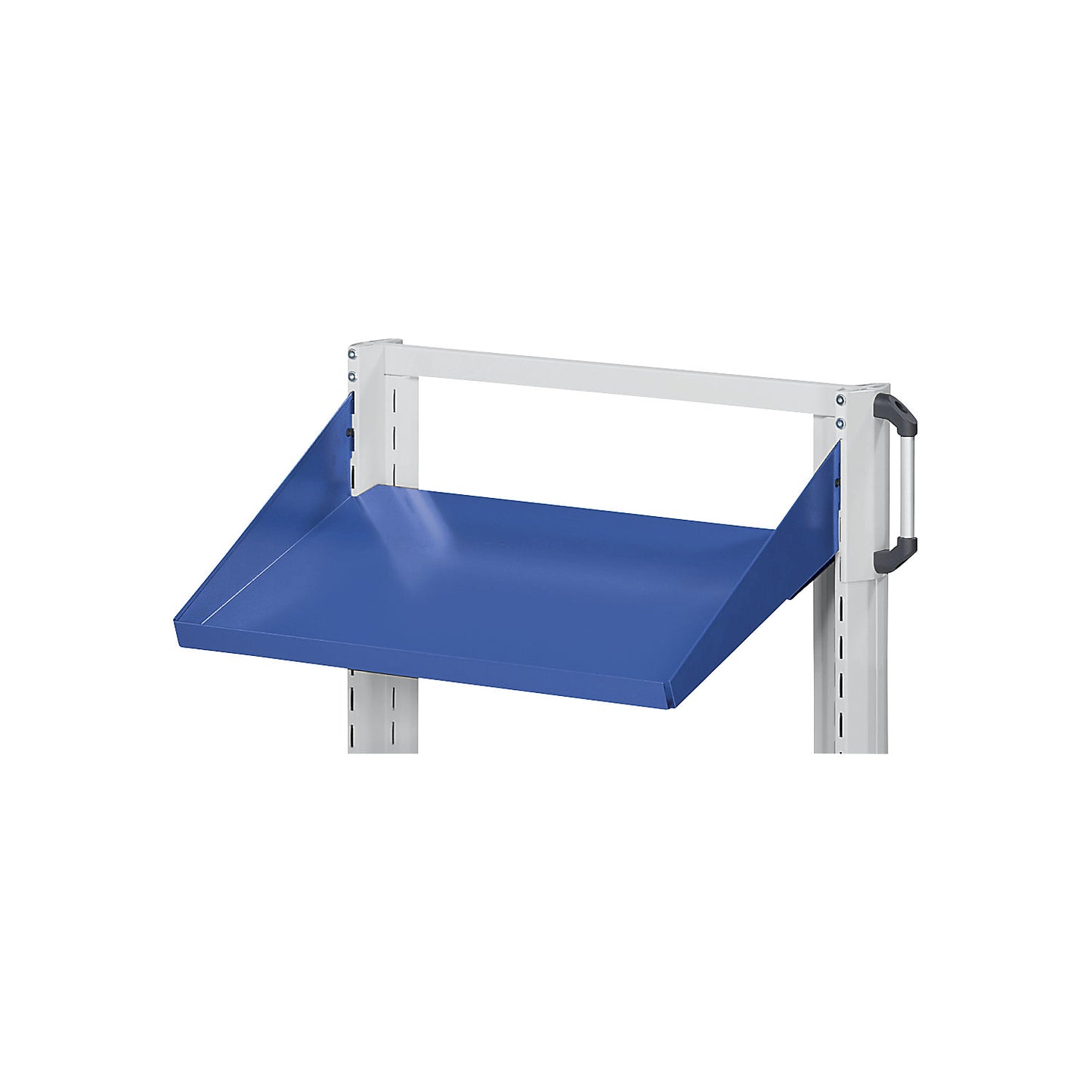 Shelf, inclined, width 800 mm, depth 250 mm, blue.