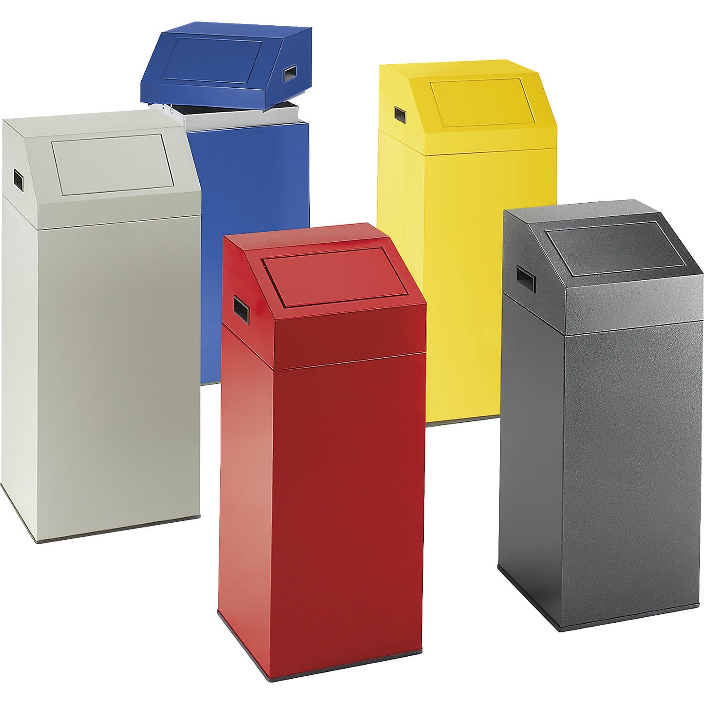 Recyclable waste collector, self extinguishing, capacity 45 l, WxHxD 320 x 790 x 320 mm, gentian blue.