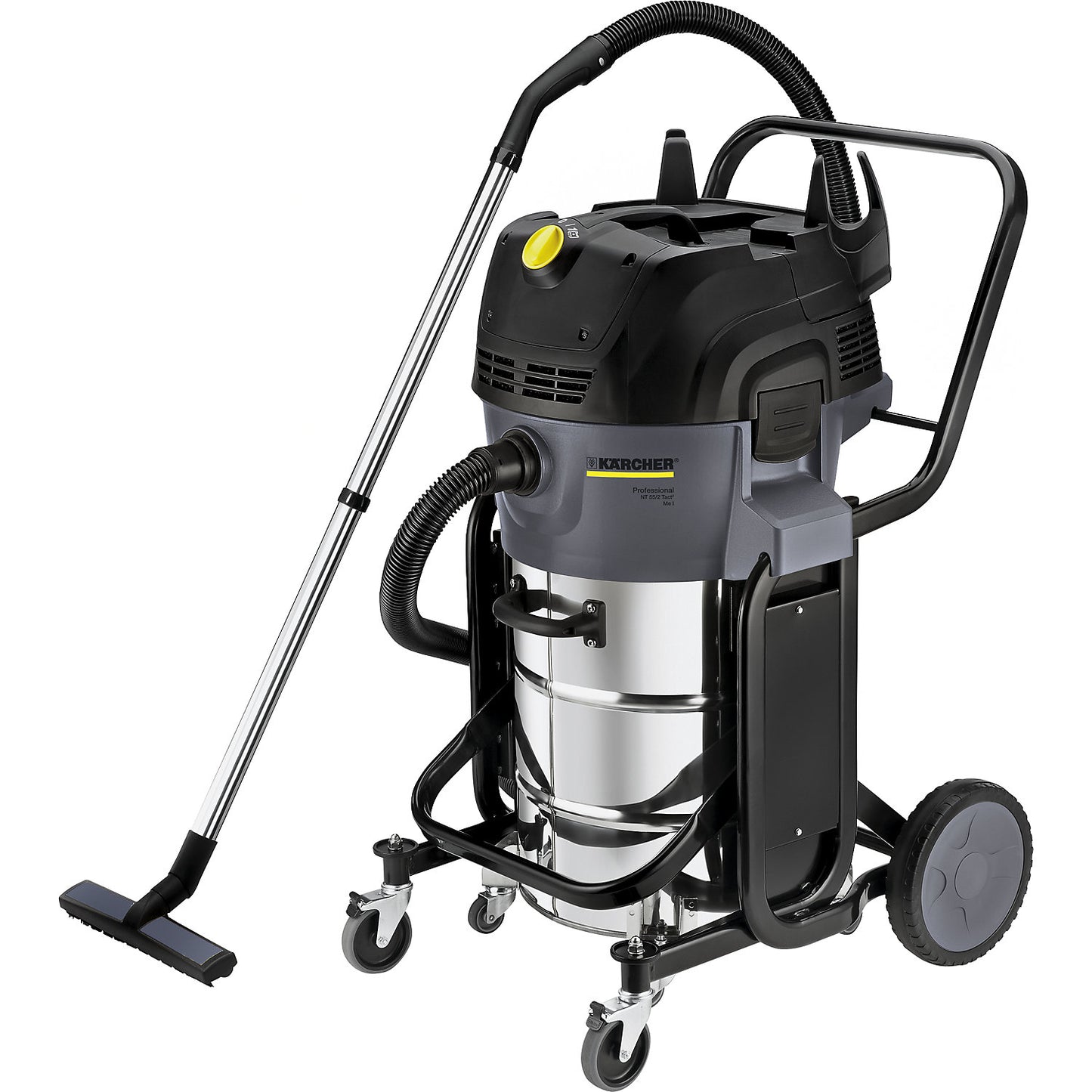 Wet and dry vacuum cleaner, NT 55/2 Tact² Me 2760 W, capacity 55 l, with wheeled base.