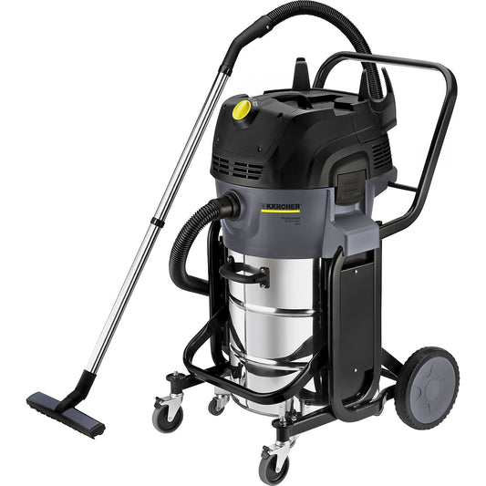 Wet and dry vacuum cleaner, NT 55/2 Tact² Me 2760 W, capacity 55 l, with wheeled base.