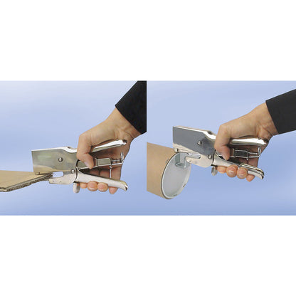 Plier stapler, for closed-clinch stapling, mechanical for staples 8 - 12 mm.
