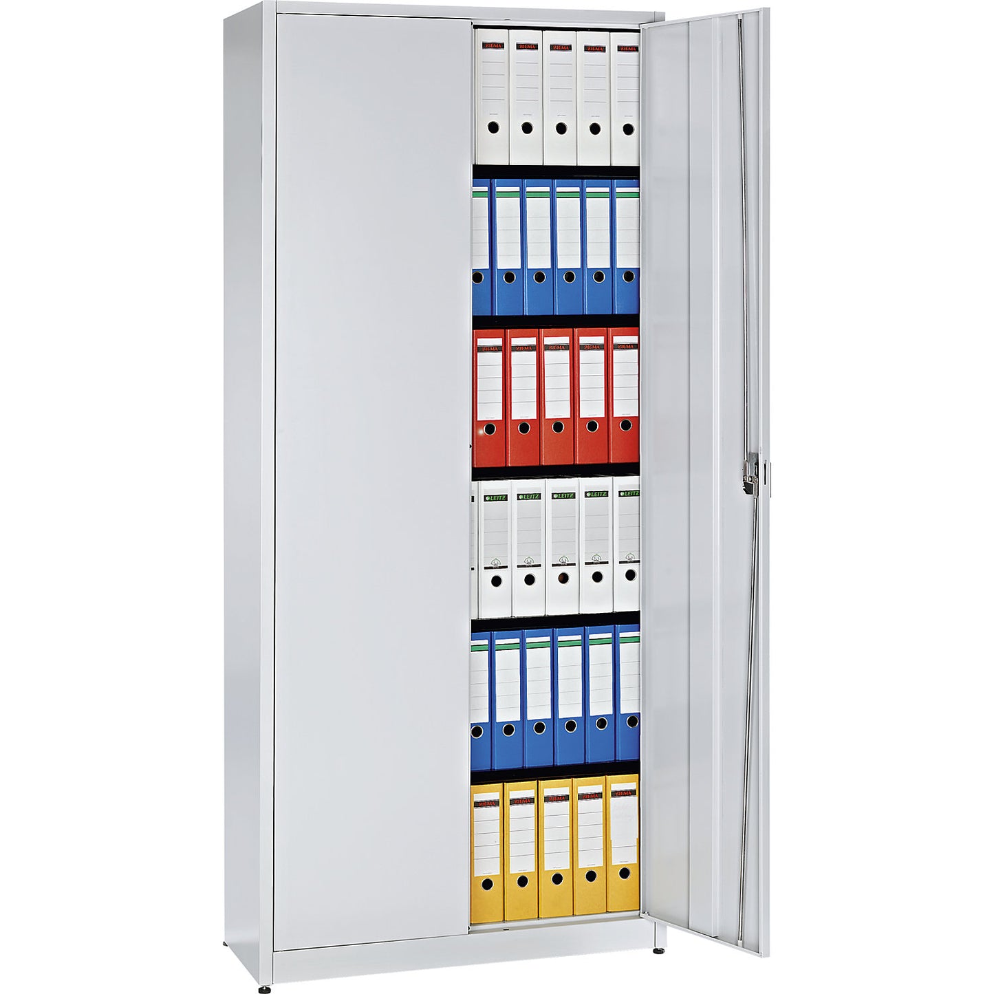 Universal cupboard, extra high, HxWxD 2200 x 1200 x 420 mm, light grey.