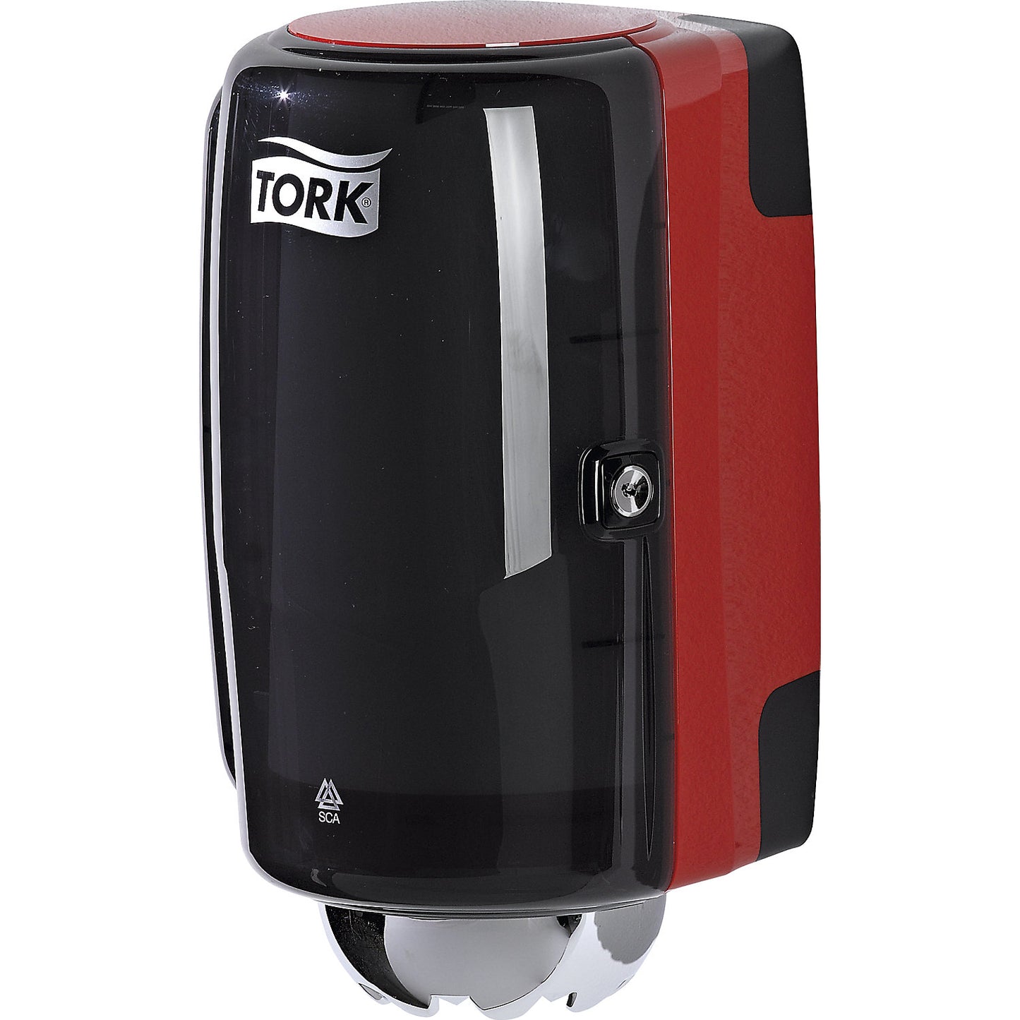 Hand and wiping cloth dispenser, centrefeed, HxWxD 333 x 193 x 172 mm, black / red.