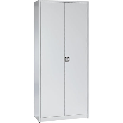 Universal cupboard, extra high, HxWxD 2200 x 950 x 500 mm, white aluminium / charcoal.