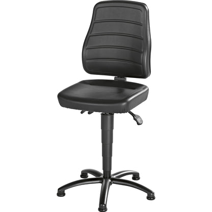 Industrial swivel chair, vinyl, with floor glides.