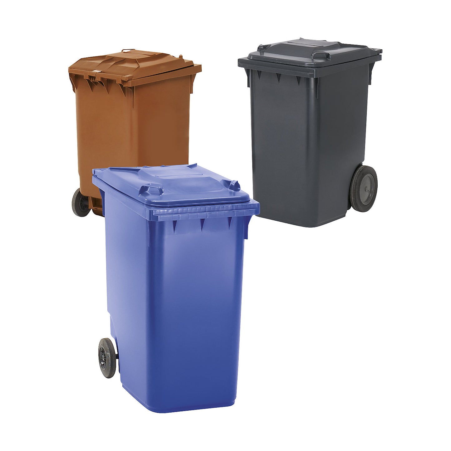Plastic waste bin DIN EN 840, capacity 360 L, WxHxD 665 x 1115 x 880 mm, charcoal.