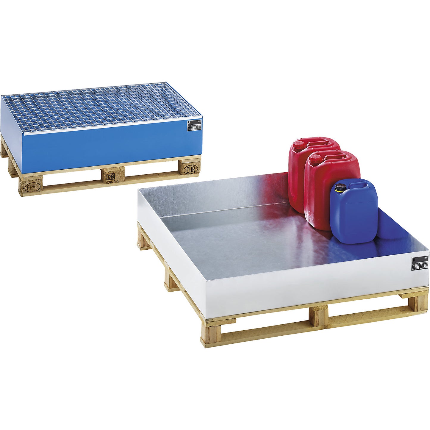 Pallet sump tray, LxWxH 1200 x 1200 x 185 mm, orange RAL 2000.