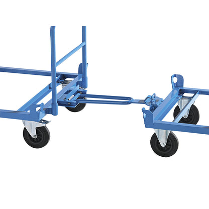 Dolly with drawbar and coupling, max. load 500 kg, platform width 1010 mm.