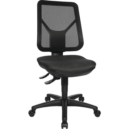 Ergonomic swivel chair, mesh back rest, black.