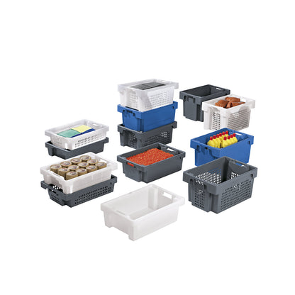 Stack/nest container made of HDPE, capacity 50 l, solid walls and base, blue.