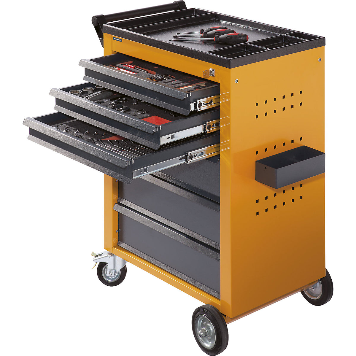 Tool trolley, 6 drawers with individual pull-out stops, HxWxD 930 x 630 x 410 mm, yellow.
