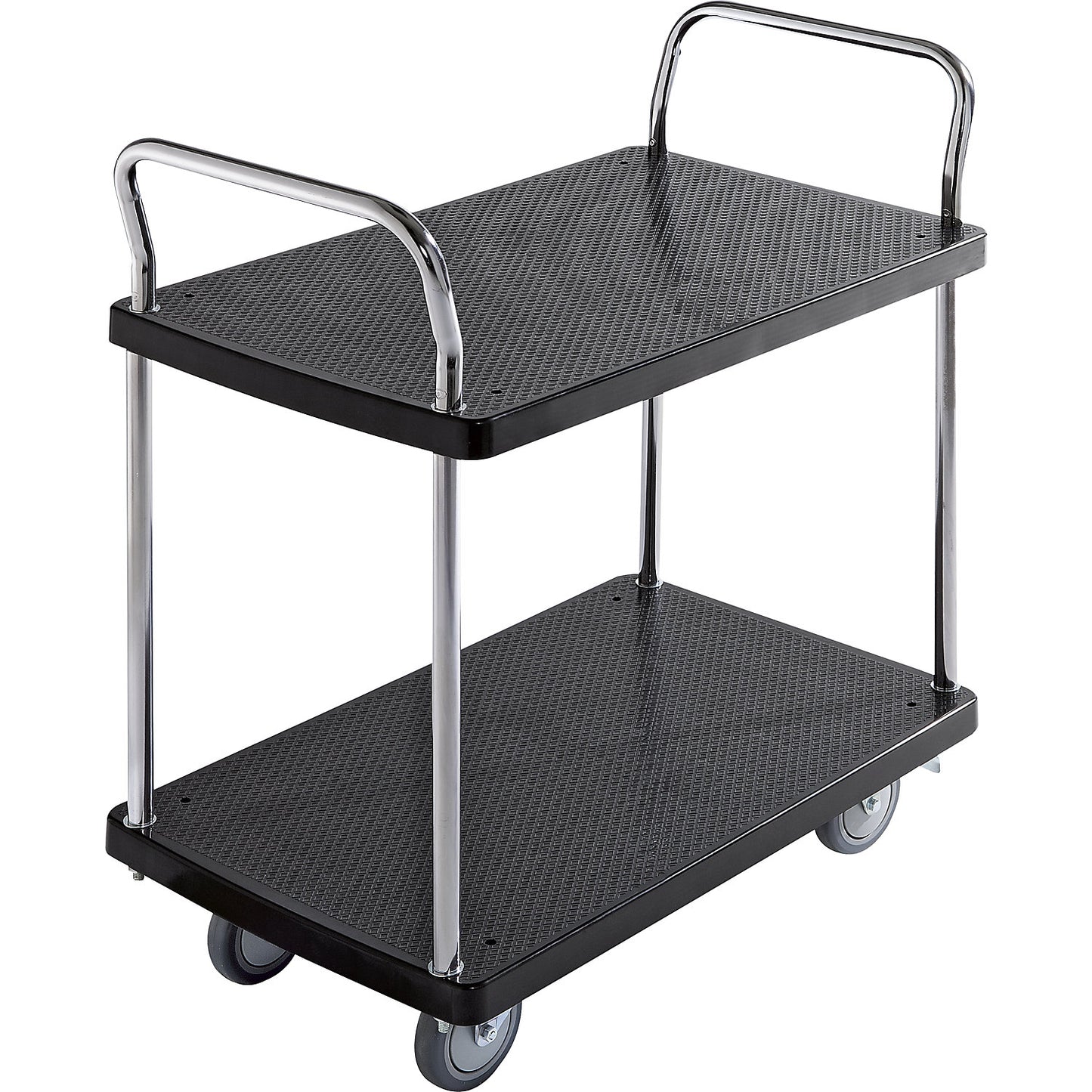 Serving trolley, 2 shelves, 2 push handles, max. load 230 kg.