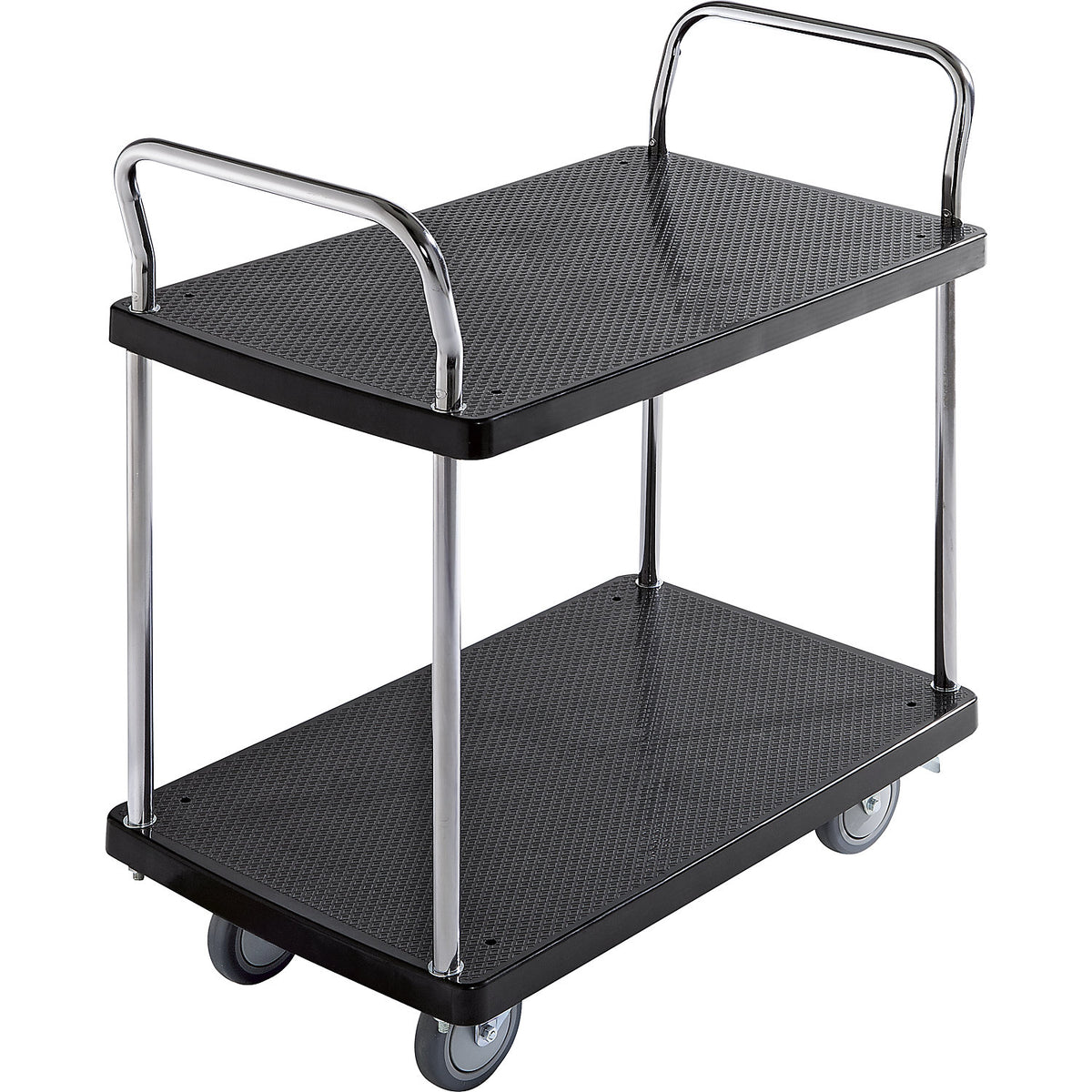 Serving trolley, 2 shelves, 2 push handles, max. load 150 kg.