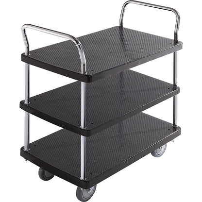 Serving trolley, 3 shelves, 2 push handles, max. load 230 kg.