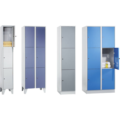 Munich 3-fold compartment locker, 3 compartments, width 900 mm, light grey.