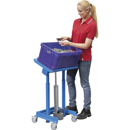Work stand, max. load 150 kg, mobile, height adjustment with load, height adjustment range 720 - 1070 mm.