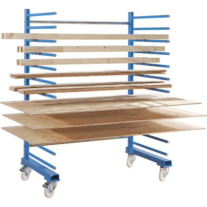 Cantilever trolley, max. load 300 kg, standard model with 2 permanently welded cantilever racks.