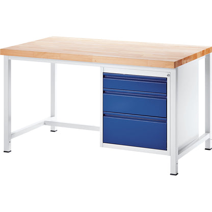 Workbench, frame construction, 3 L size drawers - 120, 180 and 240 mm high, depth 700 mm, width 1500 mm.