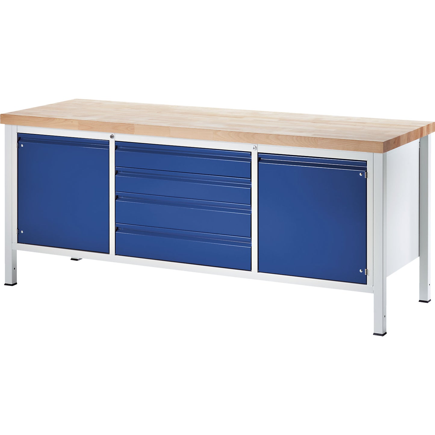 Workbench, frame construction, 4 XL size drawers, 2 doors, depth 700 mm, width 2000 mm.