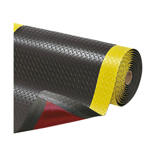 Cushion Trax® anti-fatigue matting, per metre, PVC, black / yellow, width 1520 mm.