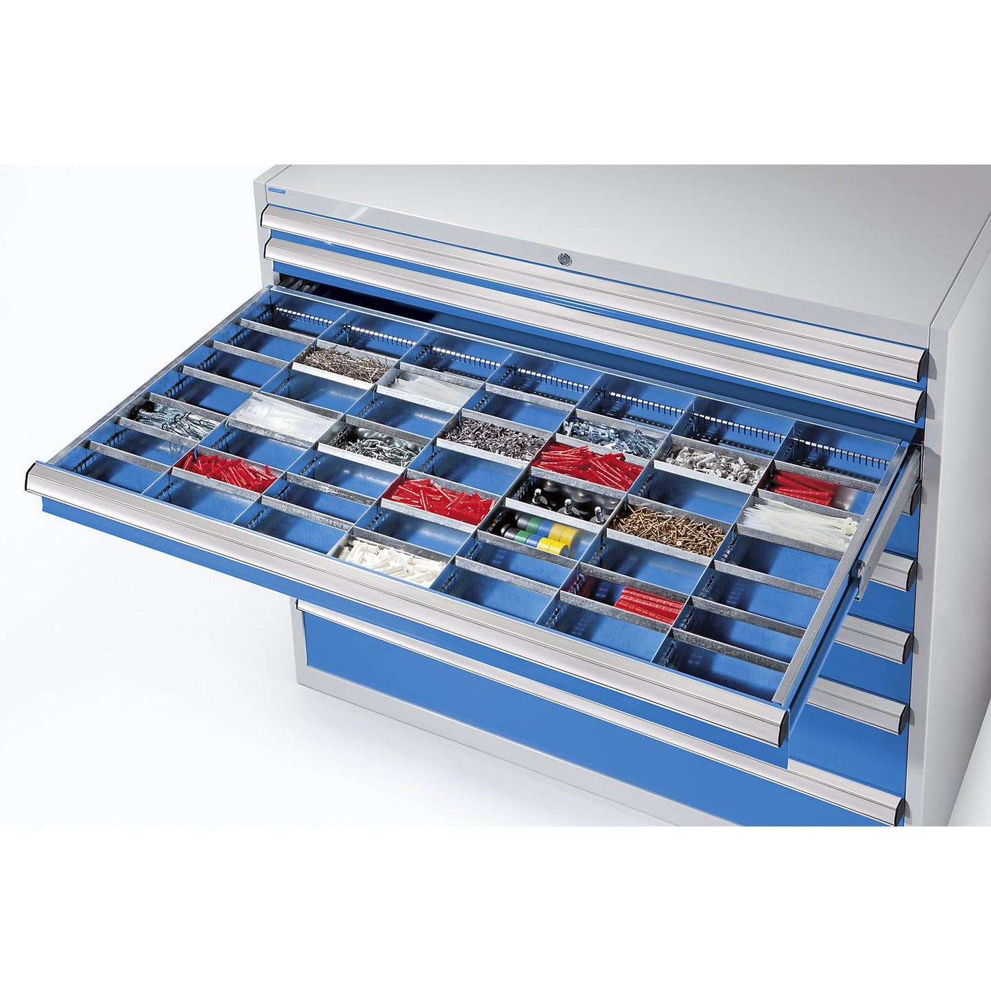 Drawer divider set, 6 longitudinal dividers, 7 cross dividers, for drawer height 150 mm.