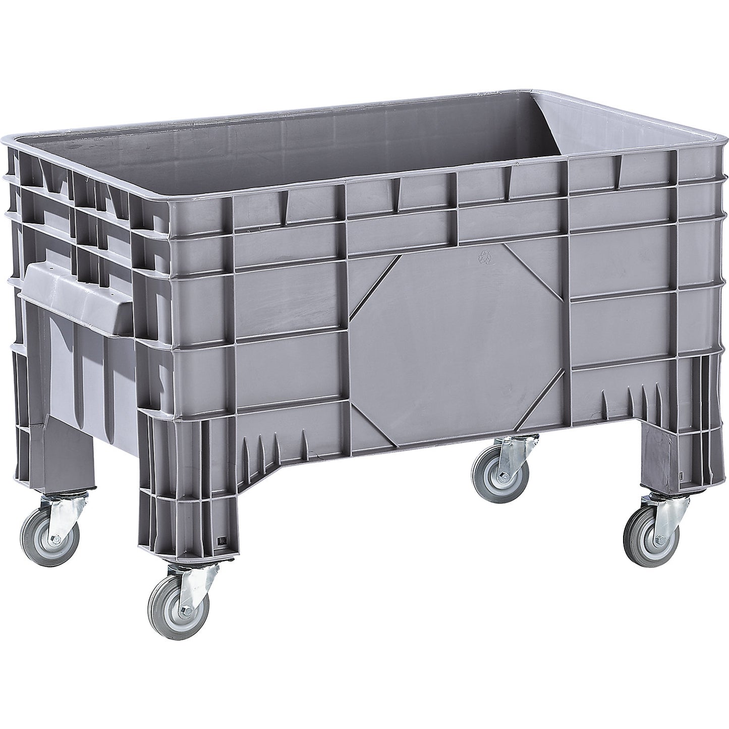 Polyethylene pallet box, capacity 220 l, 4 swivel castors and 4 feet, 1+ items.