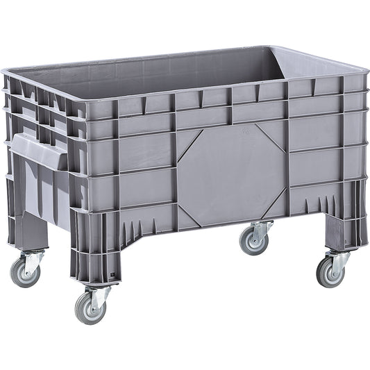 Polyethylene pallet box, capacity 220 l, 4 swivel castors and 4 feet, 1+ items.