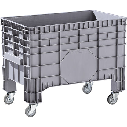 Polyethylene pallet box, capacity 285 l, 4 feet and 4 swivel castors, 1+ items.