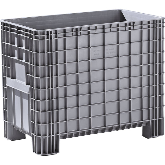 Polyethylene pallet box, capacity 380 l, 4 feet for forklift access, 1+ items.