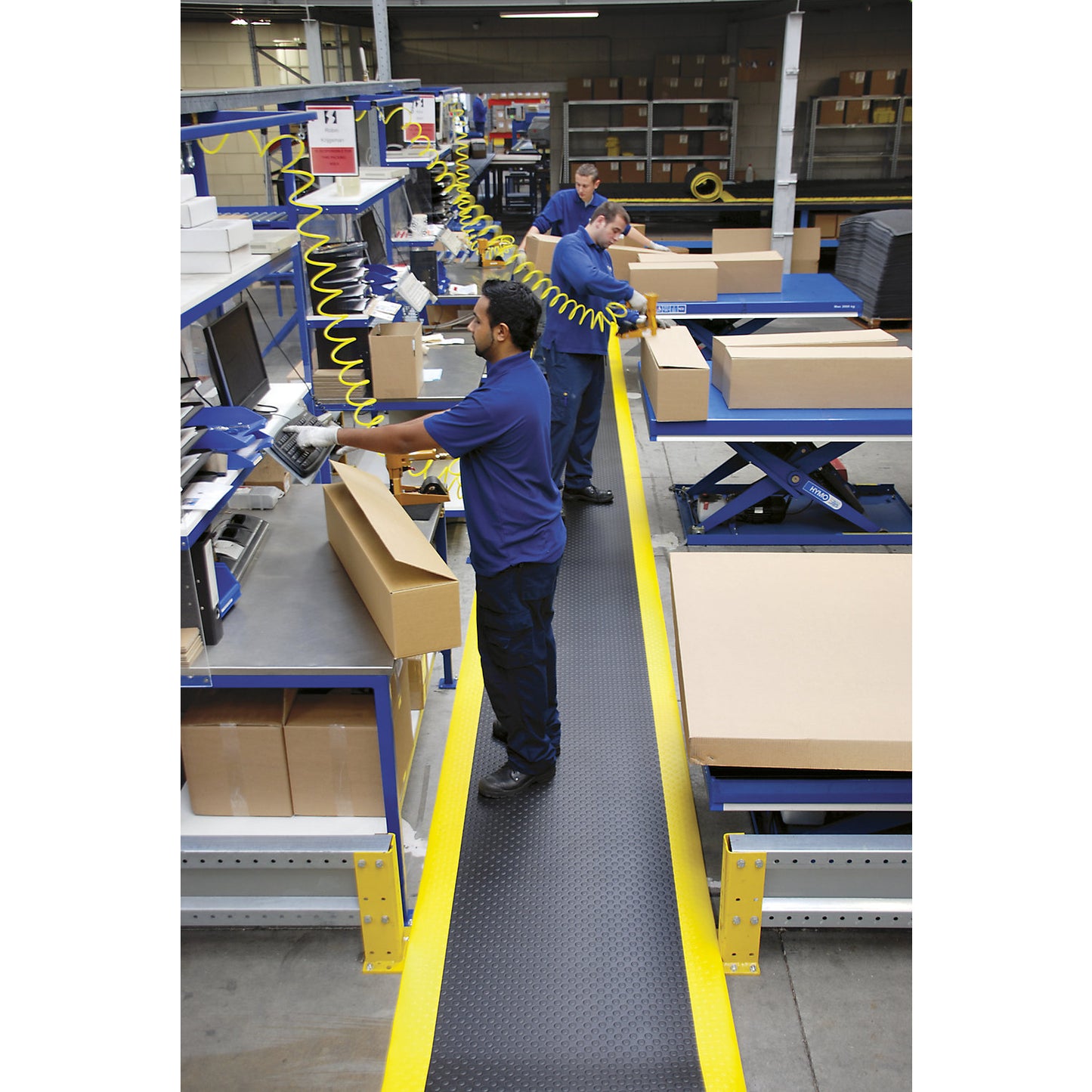 Bubble Sof-Tred™ anti-fatigue matting, per metre, vinyl foam, black / yellow, width 1220 mm.