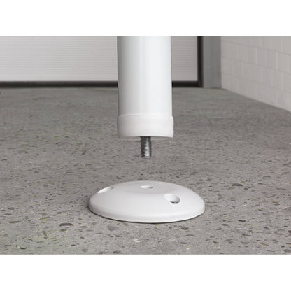 Barrier post made of round tubular steel, white/red, to bolt in place, Ø 60 mm.