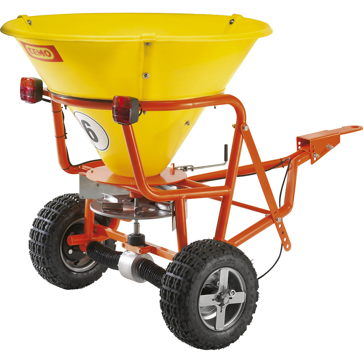 Large salt spreader, scatter widths up to 5 m, container capacity 200 l.