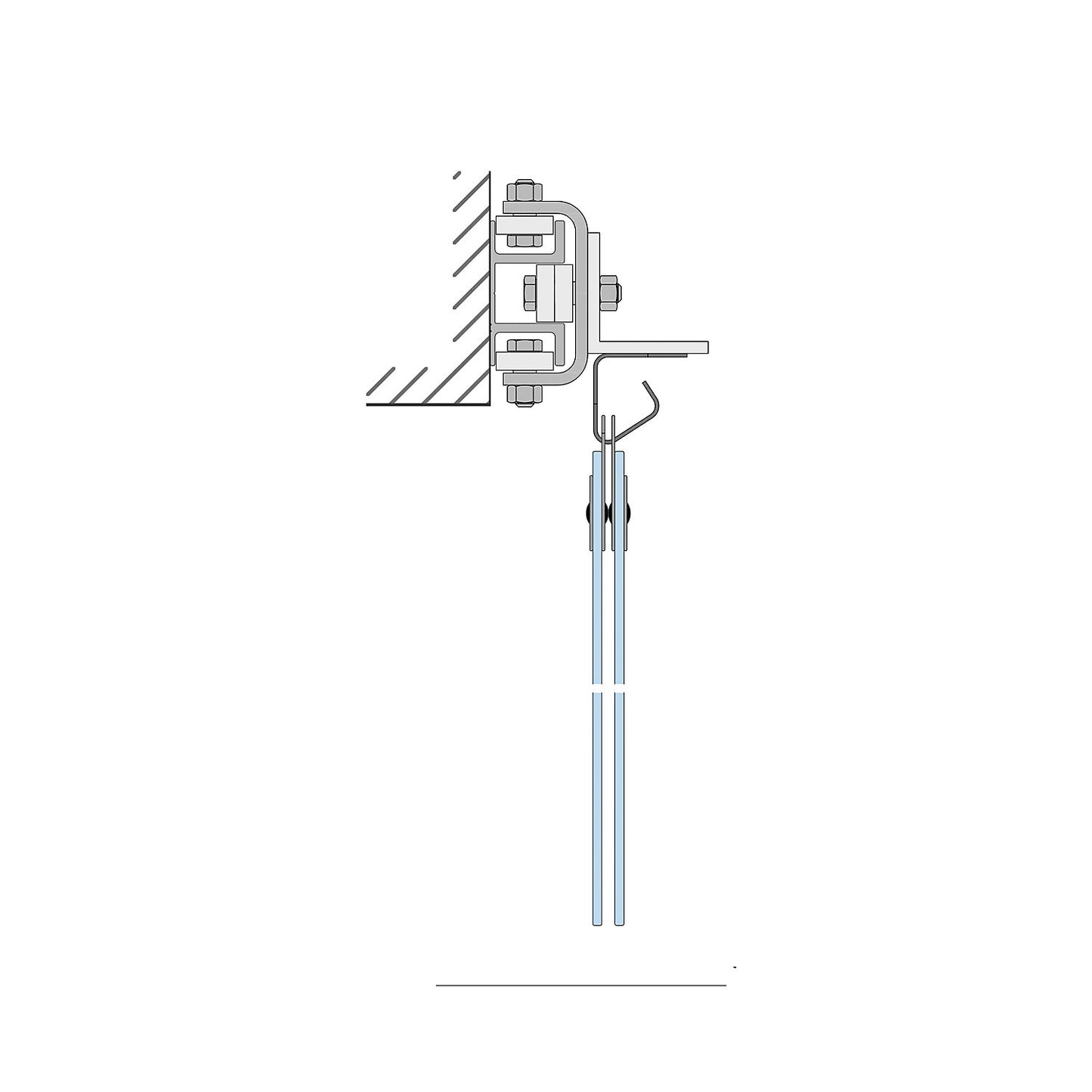 Sliding mechanism, per metre, for wall mounting, extra cost.