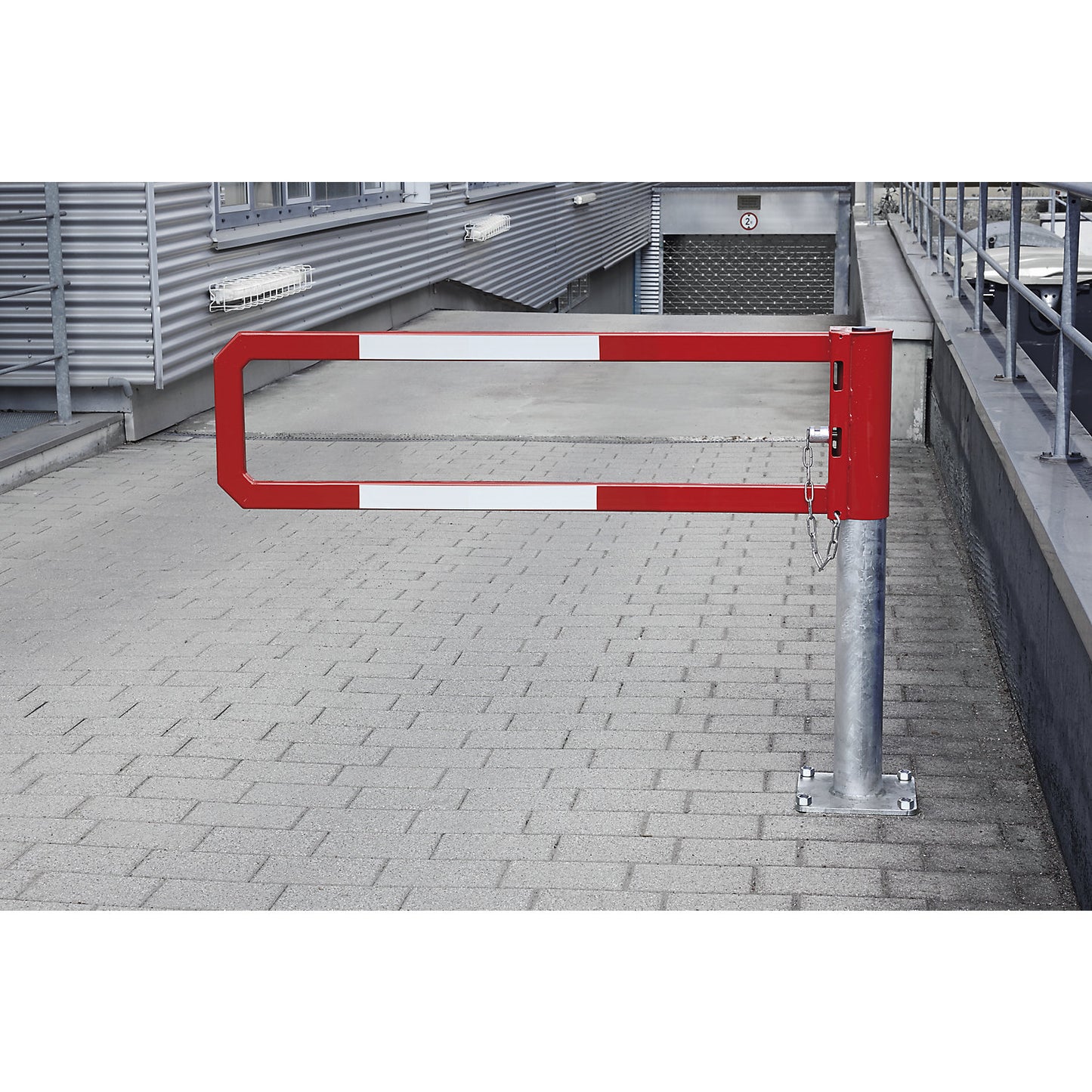 Revolving access barrier, red, clearance width 1 m.