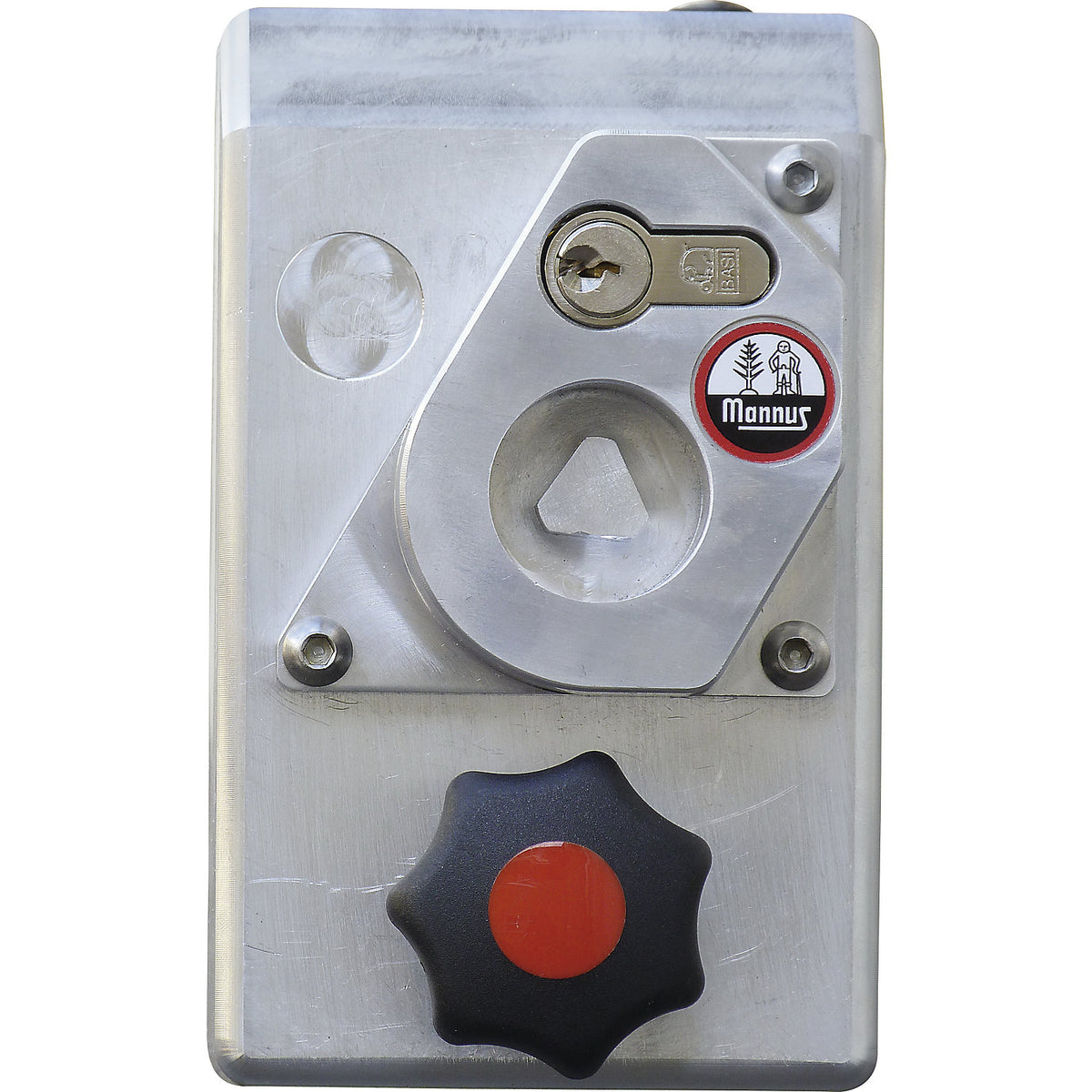 Lock holder, for access barrier, with profile cylinder and triangular  lock.