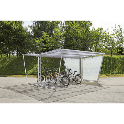 Bicycle rack, for double-sided shelter, with 24 parking spaces.