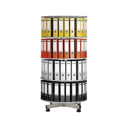 Rotary filing system, Ø 1000 mm, 4 shelves, light grey.