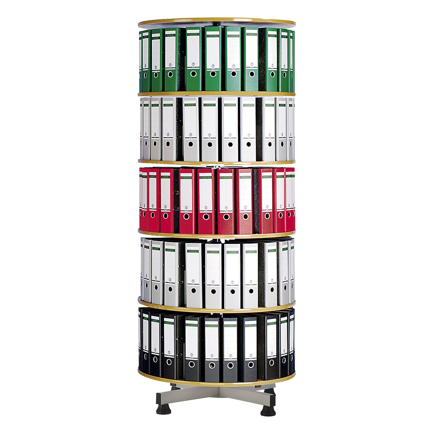 Rotary filing system, Ø 1000 mm, 5 shelves, beech finish.