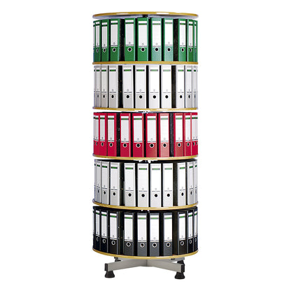 Rotary filing system, Ø 1000 mm, 5 shelves, beech finish.