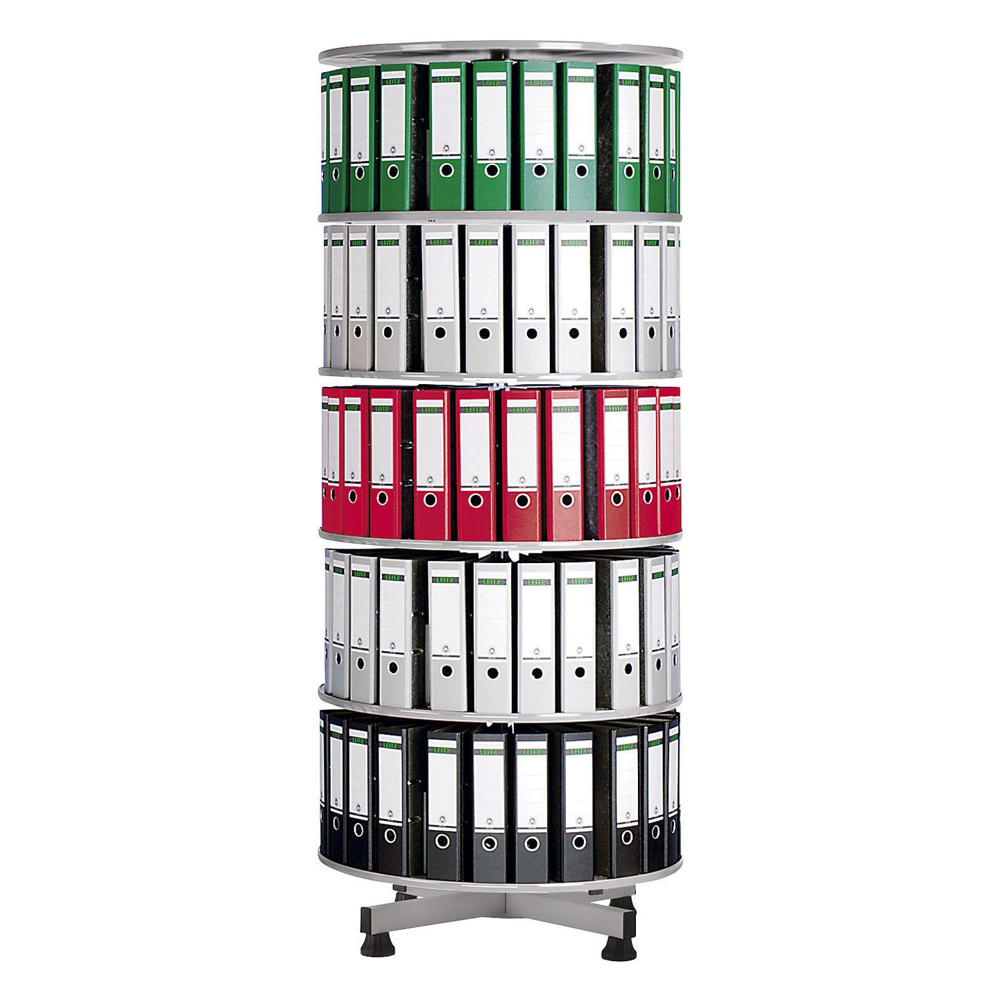 Rotary filing system, Ø 800 mm, 5 shelves, light grey.