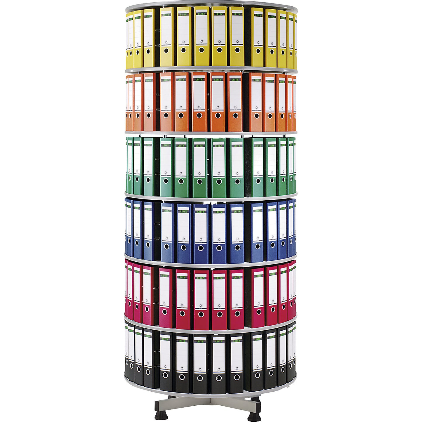 Rotary filing system, Ø 800 mm, 6 shelves, light grey.